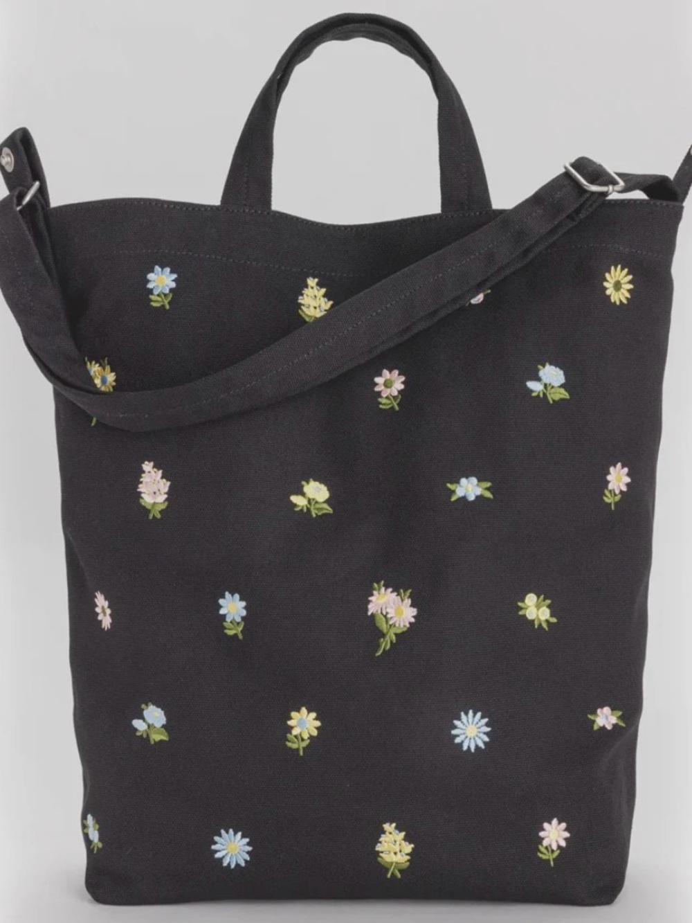 BAGGU Embroidered Ditsy Floral Duck Bag tote crossbody TRUE LOVE ALWAYS